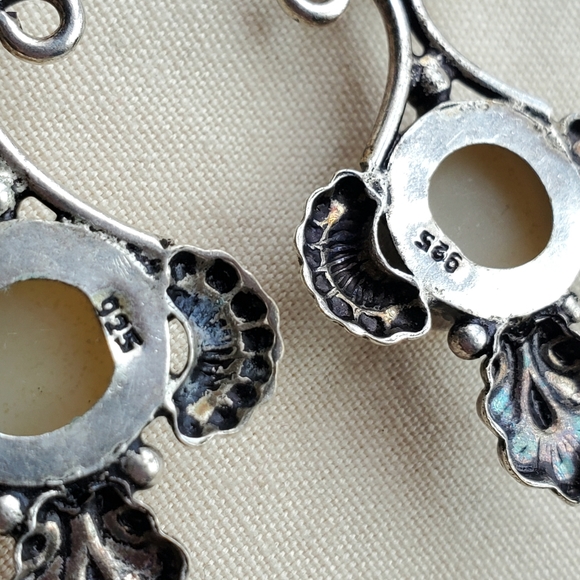 Silver white druzy earrings 925 - Picture 6 of 6